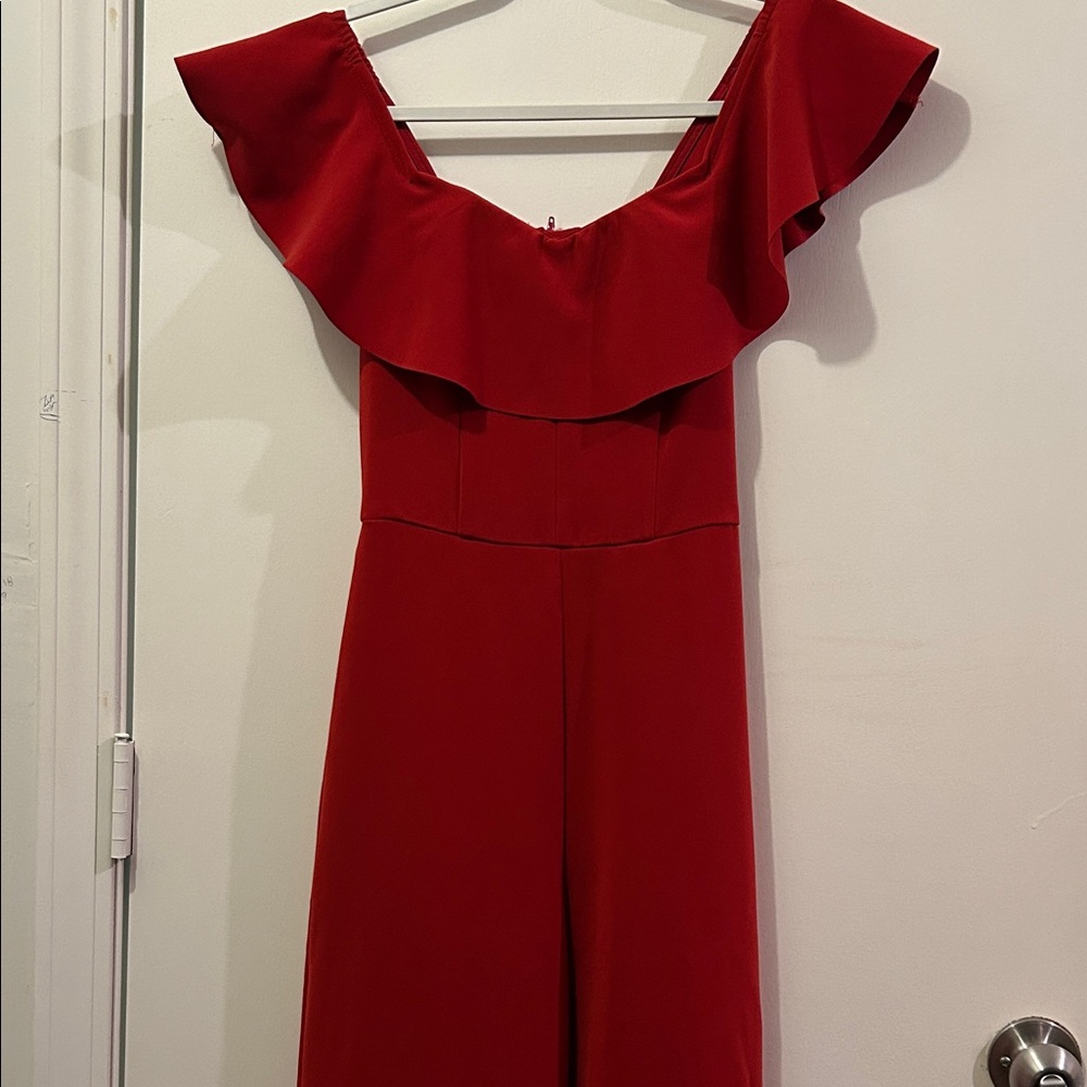 H&M Red Off-Shoulder Jumpsuit
